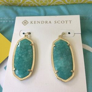 NWOT Rare & Retired Kendra Scott Elle Earrings Amazonite & Yellow Gold SO RARE!